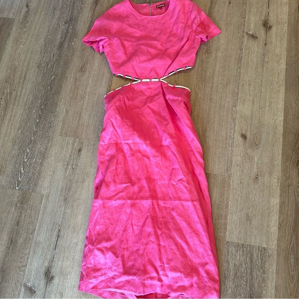 STAUD MATTEO DRESS Pink Size 10 - Picture 7 of 14